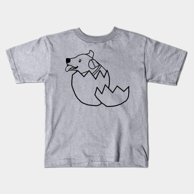 Puppy Hatches from Easter Egg Outline Kids T-Shirt by ellenhenryart